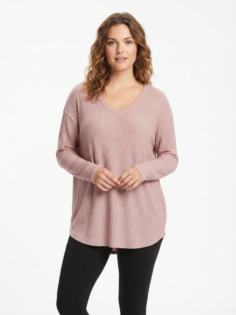 Chaser Pullover Waffle Knit Sweatshirt Blush Winter Oversized Medium